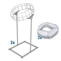 Large round infinity floor stand and clear plastic bag