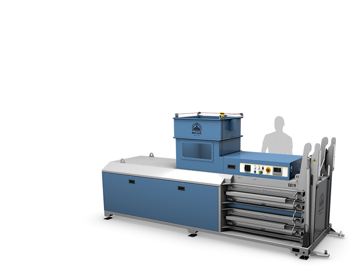 e819 blue and grey horizontal baler